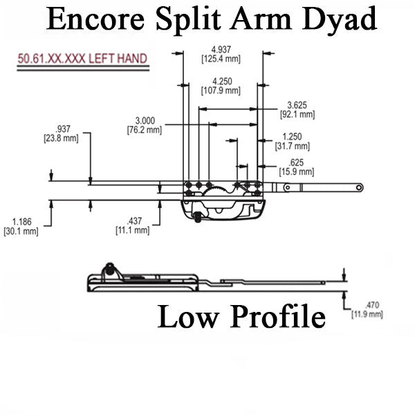 Truth 50.61 Encore Split Arm Dyad Operator Low Profile Right Hand Hardware