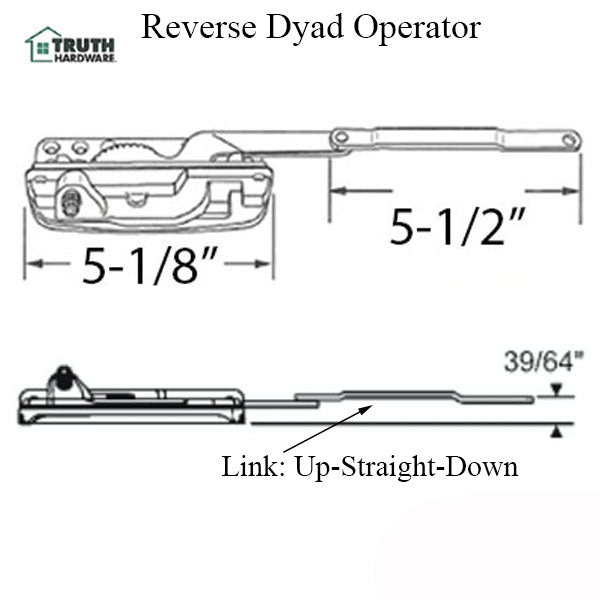 Sill Mounted Reverse Dyad Casement Operators - Left Hand Hardware
