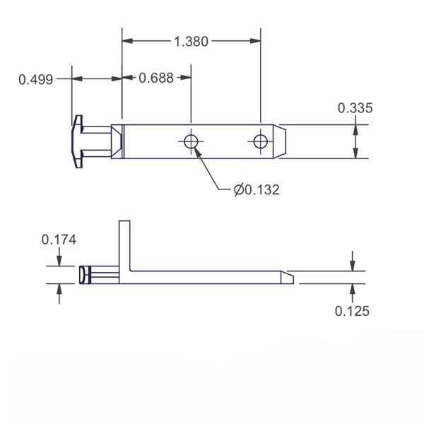 Pivot Bar 2-1/8 In. 2 Hole L-Shaped T-Head Hardware