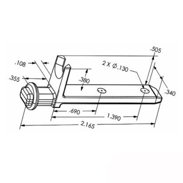 Pivot Bar 2-3/16 In. L-Shape Round Head - Zinc Hardware