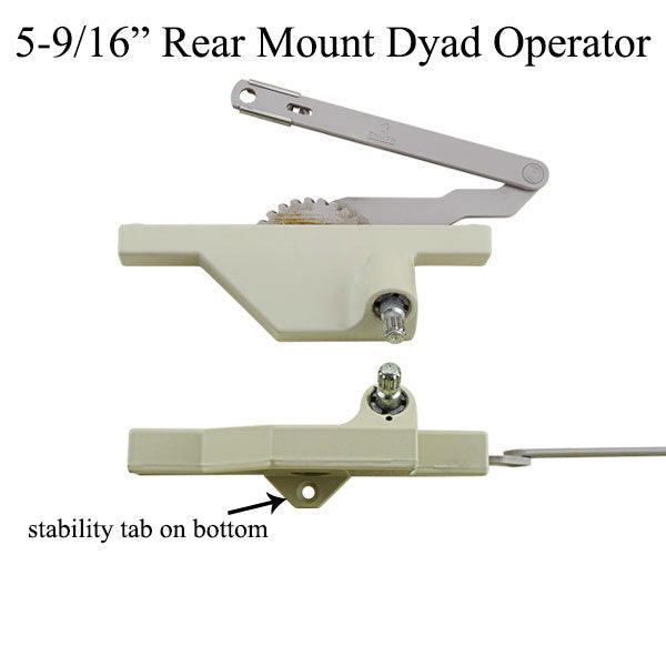 Rear Mount Dyad Casement Operators With Stability Tab 5-9/16 Right Hand - Choose Color Hardware