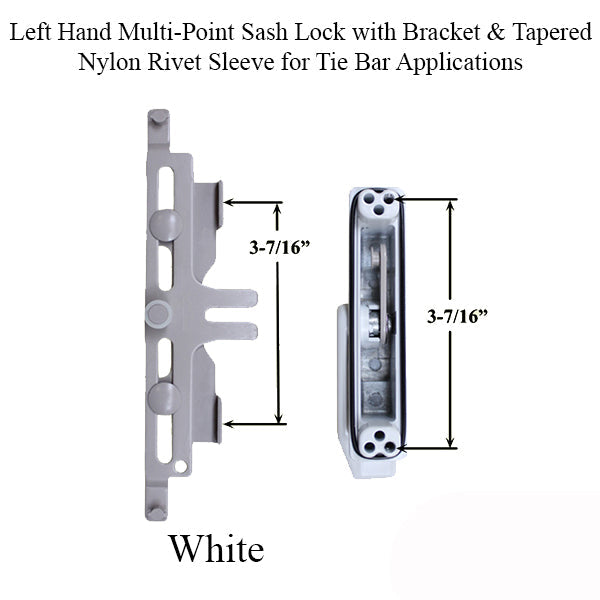 Left Hand Multi-Point Sash Lock With Bracket & Tapered Nylon Hardware