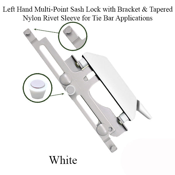 Left Hand Multi-Point Sash Lock With Bracket & Tapered Nylon Hardware
