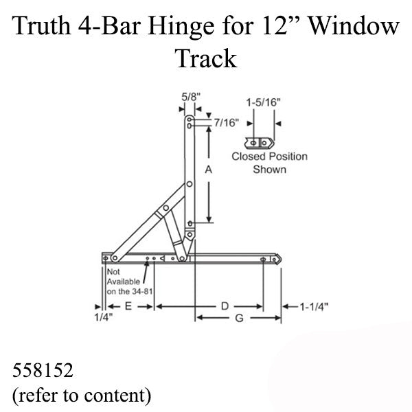 4 Bar Hinge 12 In. Window Track Truth 34.55 Stainless Steeless S Hardware