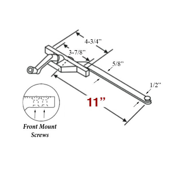 Truth 11 Inch Single Arm Casement Operator Left Hand Face Mount Hardware