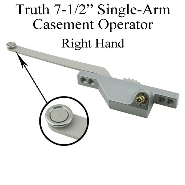 Truth 7-1/2 Single Arm Casement Operator Front Mount Right Hand - Choose Color Hardware