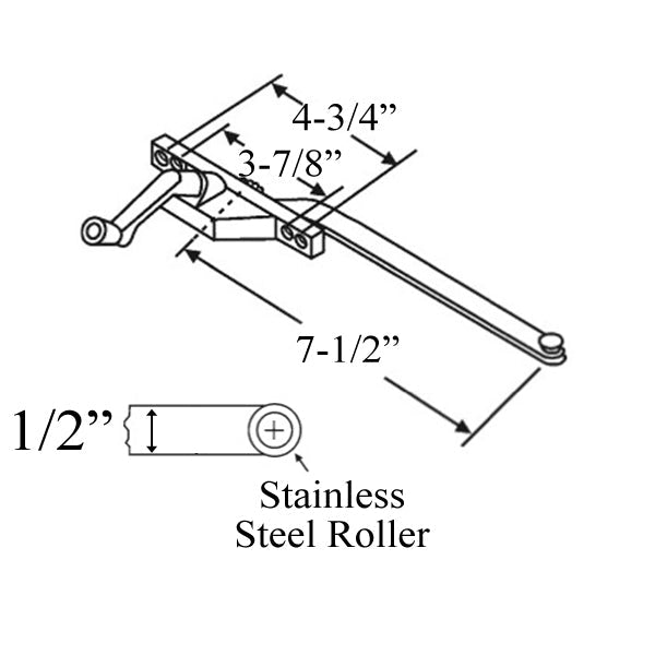 Truth 7-1/2 Single Arm Casement Operator Front Mount Right Hand - Choose Color Hardware