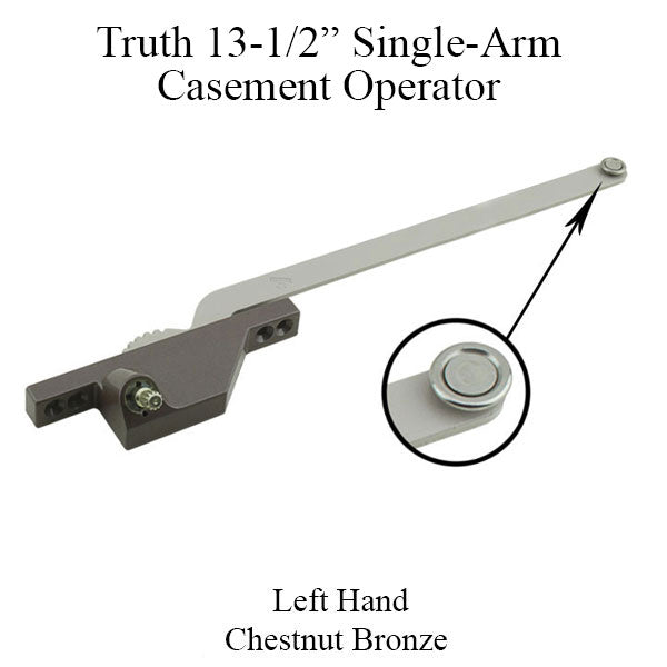 Truth Single Arm Casement Operator Front Mount Left Hand 13-1/2 Inch Arm - Choose Color Hardware