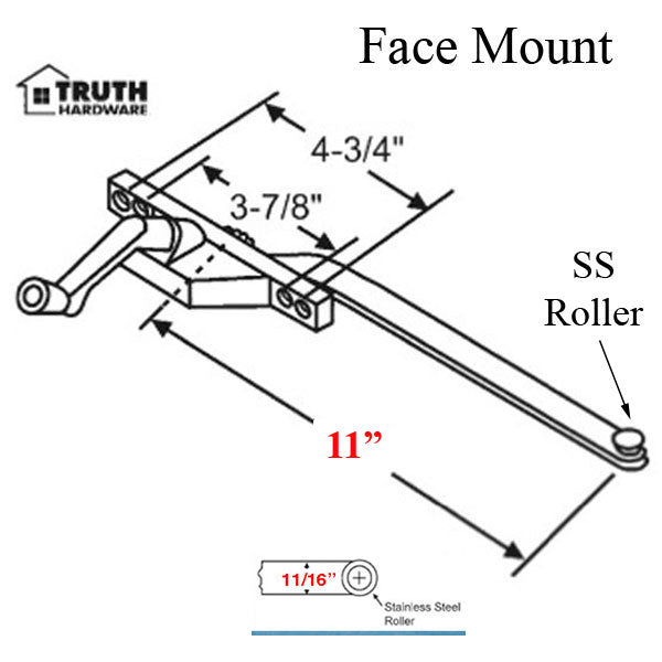 Truth Single Arm Casement Operator Front Mount Left Hand 11 - Chestnut Bronze Hardware