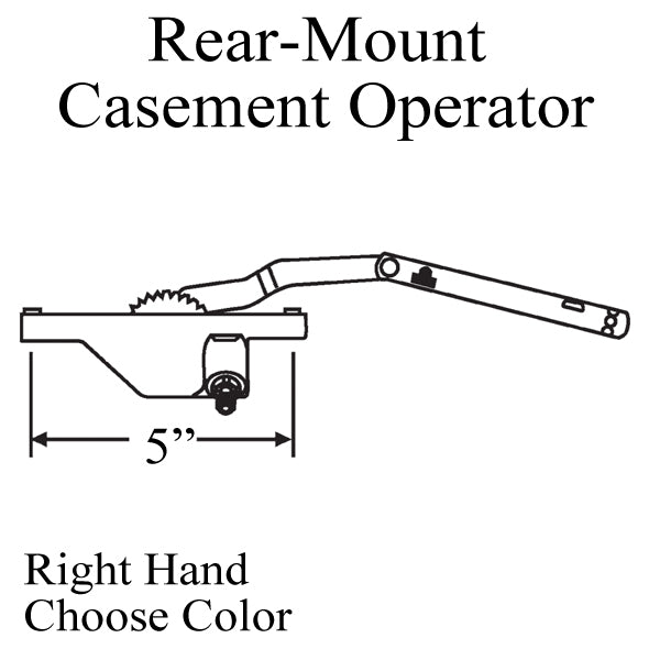 Rear Mount Dyad Casement Operators 5-1/8 - Right Hand Choose Color Hardware