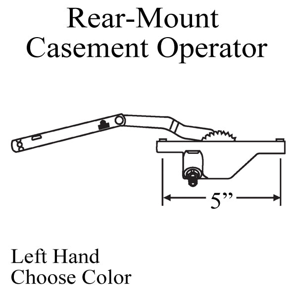 Rear Mount Dyad Casement Operator 5-1/8 - Left Hand Choose Color Hardware