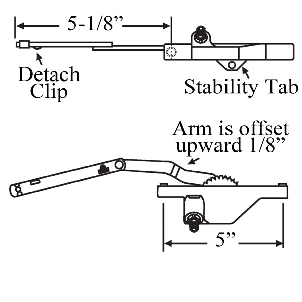 Rear Mount Dyad Casement Operator 5-1/8 - Left Hand Choose Color Hardware