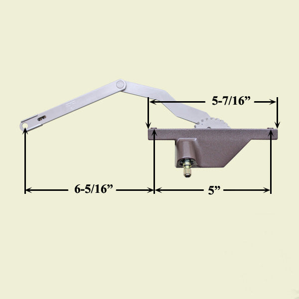 Left Hand 6-11/16 Inch Rear Face Mounted Dyad Casement Operator For Window - Choose Color Hardware