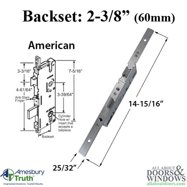 20mm P2000 Active 60/92 SPL Mortise Lock Body – American
