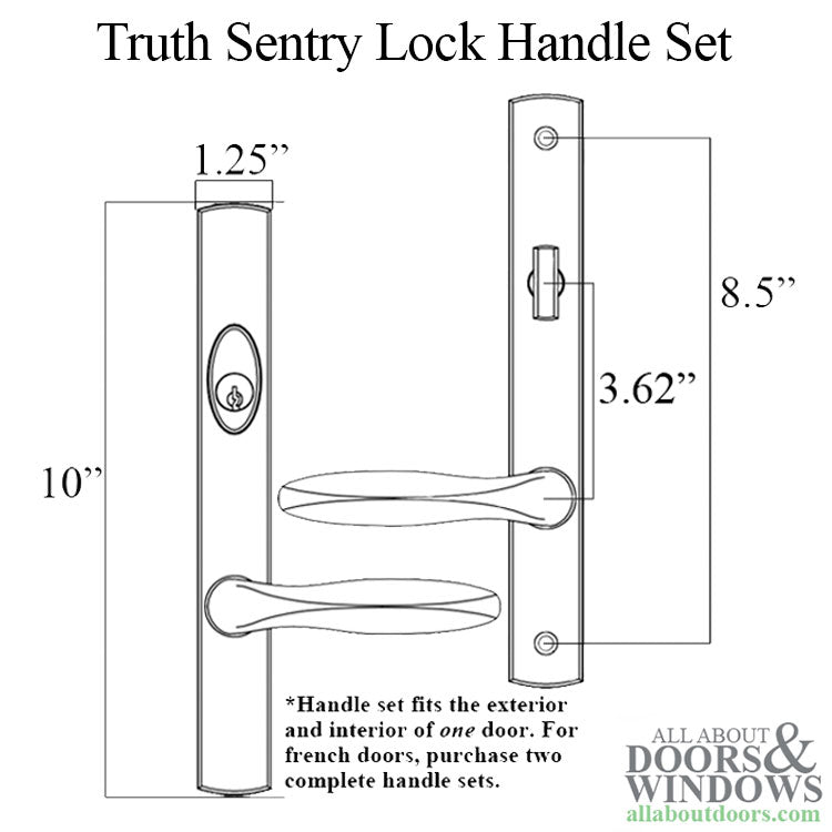 Truth® Sentry Lock Handle Set, Classic, Decorative finishes over Brass, PVD Nickel
