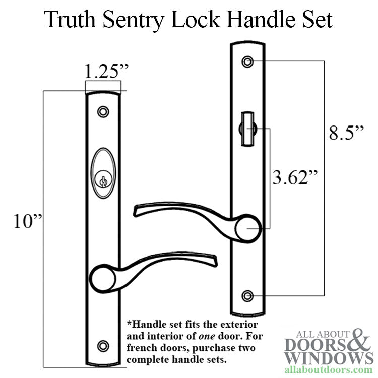 Truth® Sentry Lock Handle Set, Transitional, Painted over Zinc- Black