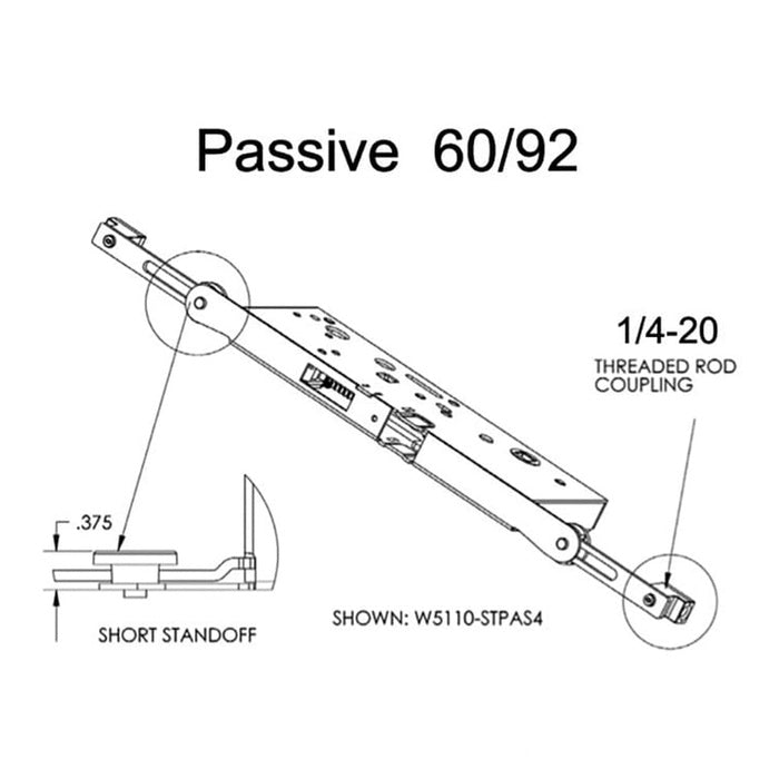 Passive 60/92 Concealed Rod Lock, Short Standoff 1/4-20