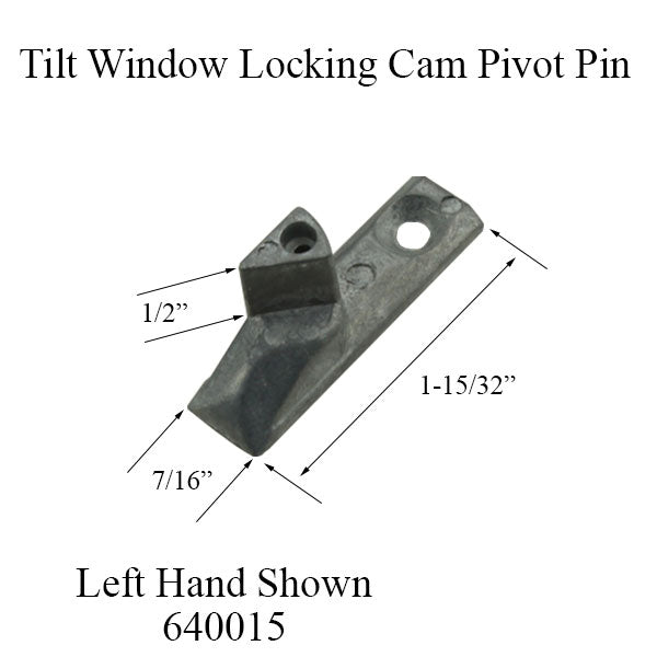 Left Hand Tilt Window Cam Pivot Pin, Zinc, Mill Finish