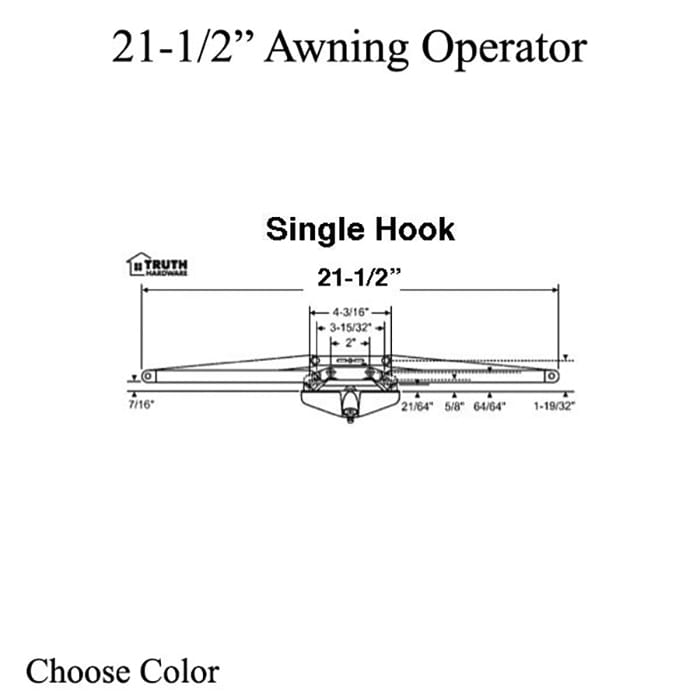 21-1/2" Single Hook Roto Gear Awning Window Operator – Choose Color