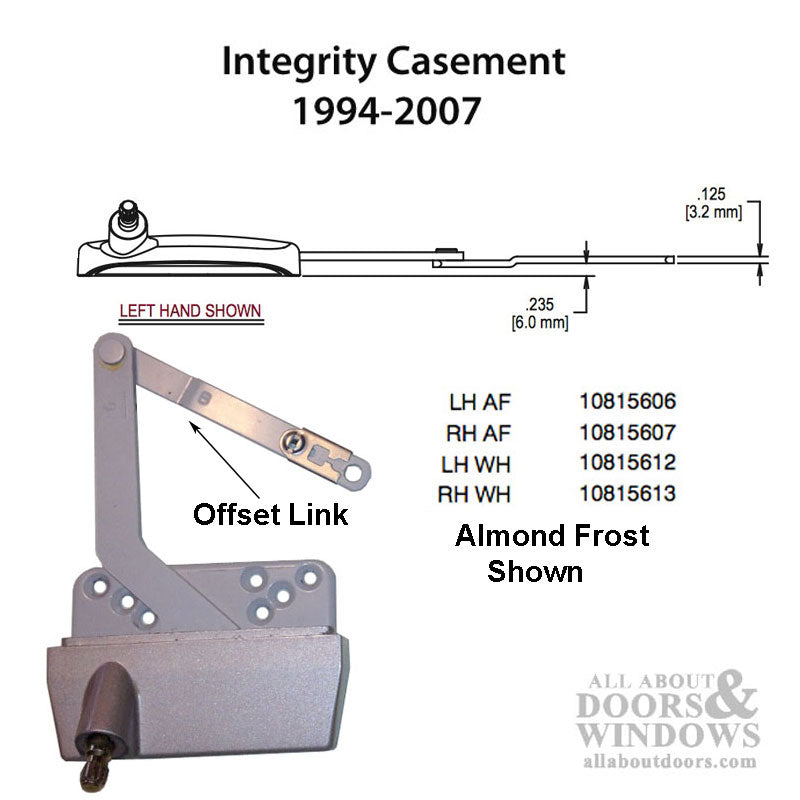 Right-Hand Casement Operator Truth 45251 for Integrity by Marvin – Almond Frost