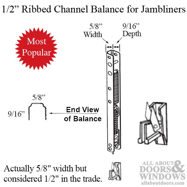 Amesbury 1/2" Ribbed Channel Balance D70 #02 End Bracket Wood Window