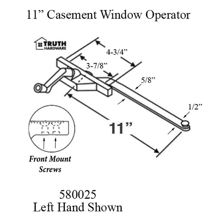 Truth® 11 inch Single Arm Casement Operator, Left Hand, Face Mount