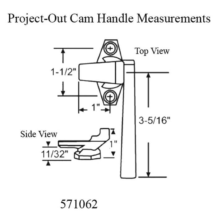 Project-Out two hole cam handle, Right Hand - Choose Color