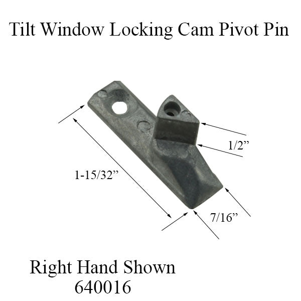 Right Hand Tilt Window Cam Pivot Pin, Zinc Mill Finish