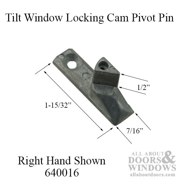 Right Hand Tilt Window Cam Pivot Pin, Zinc Mill Finish