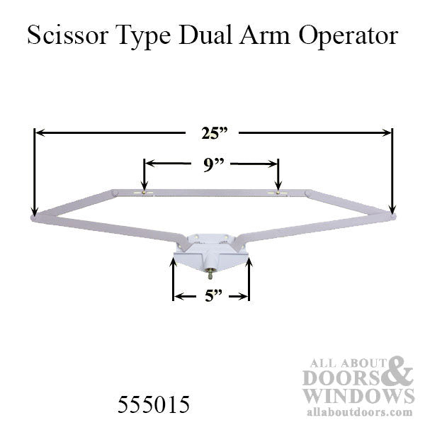 Truth® Operator, Roto crank, 25 inch Dual Arm, Scissor Type, Double Hook - Choose Color