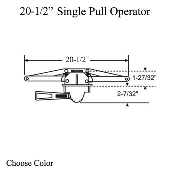 Awning Operator, Single Hook, Pull Lever, 20-1/2 inch - Longer F plate