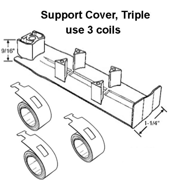Triple Coil Support Cover, 1-1/4" Pocket, White, Squared Edge