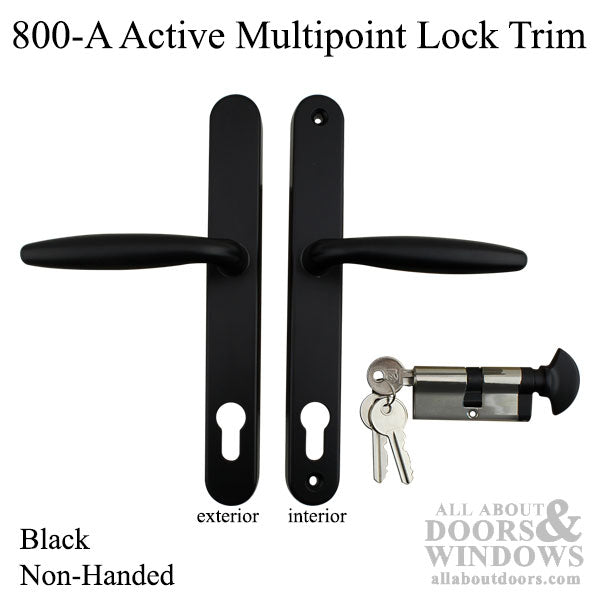 800A Euro Non-Handed Multipoint Lock Trim, Black – Amesbury