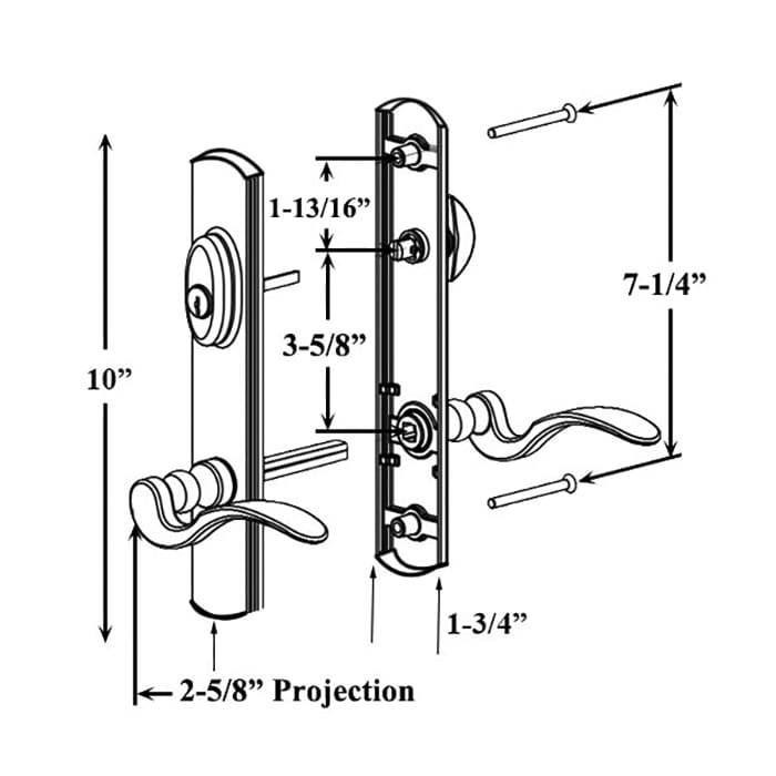 Forgings 10" Round Top Active Keyed Handle Set