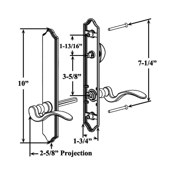 Evolutions 10Inch Curve Top Non-Keyed Handle Set, Active Door