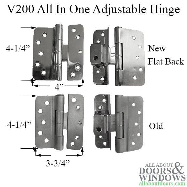 V200® Left Hand All In One Adjustable Hinge, New Style - Choose Color