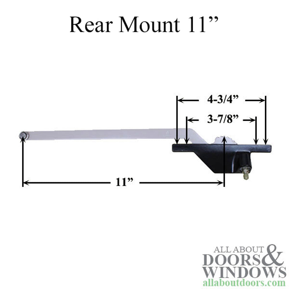 Truth® Right Hand 11 Inch Single Arm Rear Mount Casement Operator with Round Shoe - Choose Color