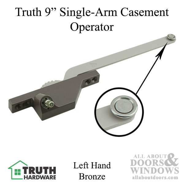 Truth 9" Left Hand Casement Operator, Bronze – 23 Series