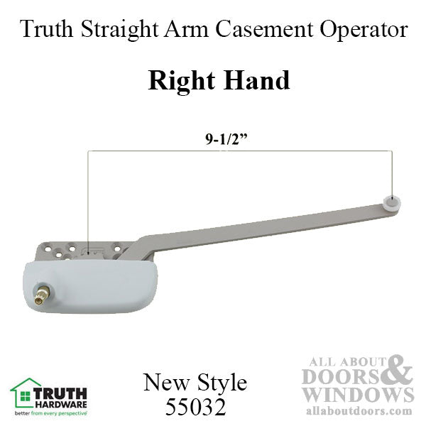 9-1/2 inch, Truth® New Style Ellipse Single Arm Operator, Right Hand - Choose Color