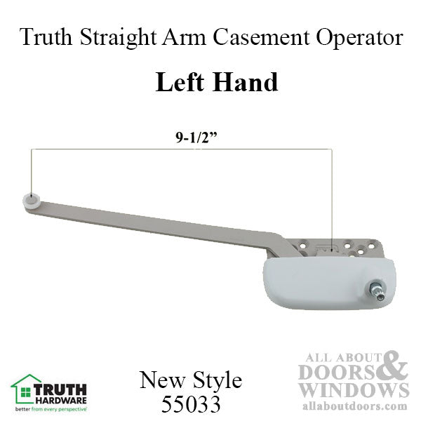 9-1/2 inch, Truth® New Style Ellipse Single Arm Operator, Left Hand - Choose Color