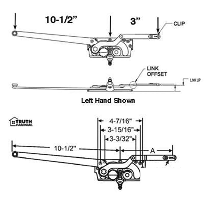 Left Hand Truth EntryGard Dual Arm Casement Window Operator, Egress Link 31539