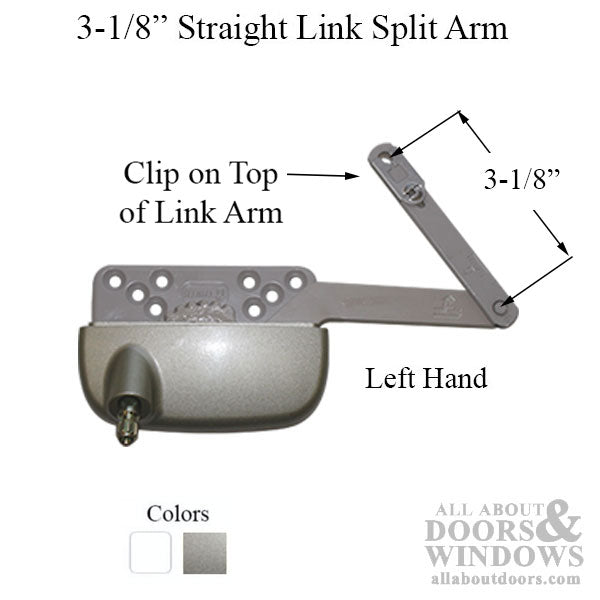 New Style Sill Mounted Straight Link 4-3/4 Inch Split Arm Casement Window Operator, Left