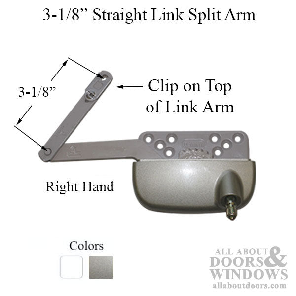 New Style Sill Mounted Straight Link 4-3/4 Inch Split Arm Casement Window Operator, Right