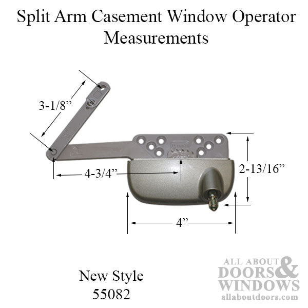 New Style Sill Mounted Straight Link 4-3/4 Inch Split Arm Casement Window Operator, Right