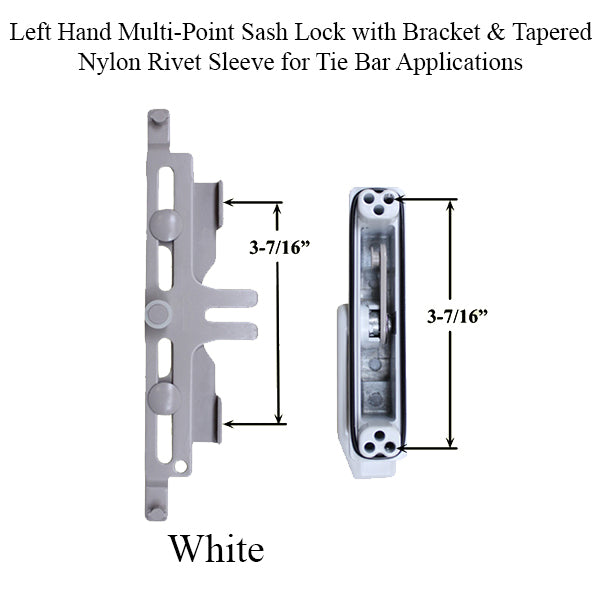 Left Hand Multi-Point Sash Lock with Bracket, White