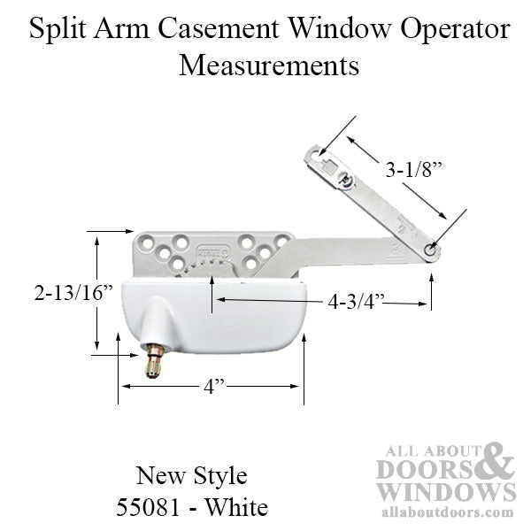 New Style Sill Mounted Straight Link 4-3/4 Inch Split Arm Casement Window Operator, Left
