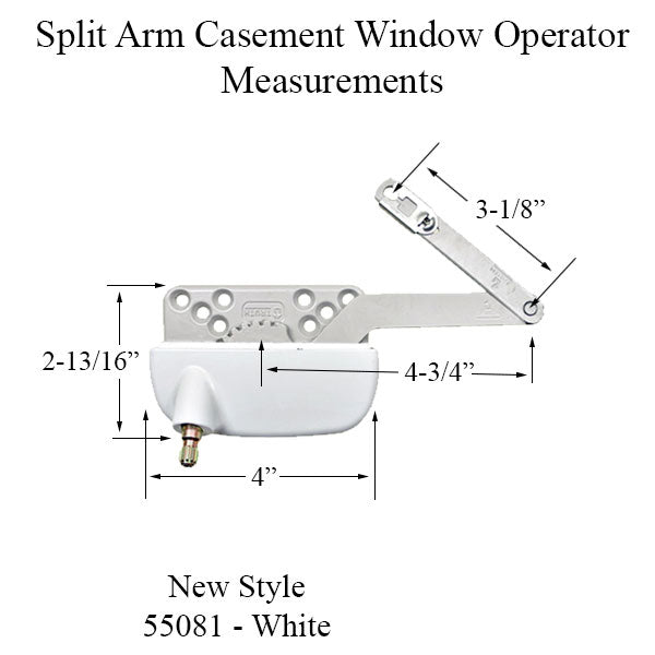 New Style Sill Mounted Straight Link 4-3/4 Inch Split Arm Casement Window Operator, Left