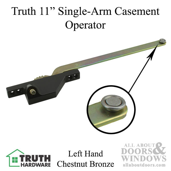 Left Hand 11" Truth Casement Operator, Front Mount, Chestnut Bronze