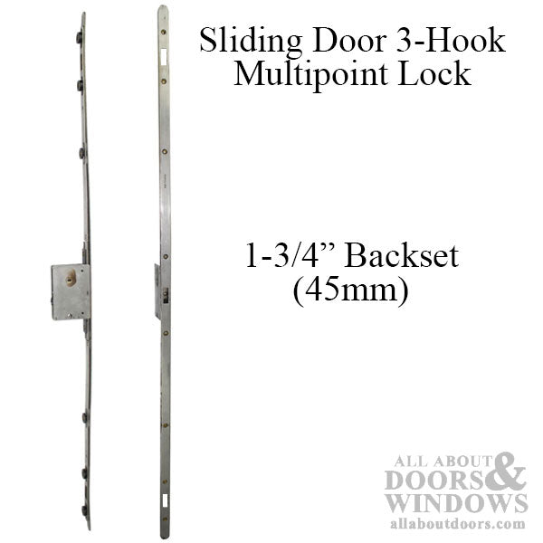Sentinel 3-Hook Sliding Door Lock, 45mm Backset, Stainless Steel