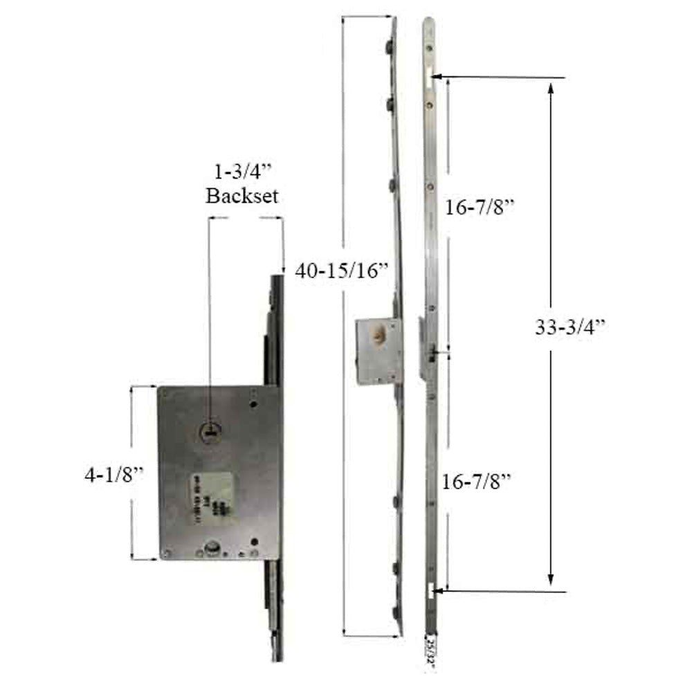 Sentinel 3-Hook Sliding Door Lock, 45mm Backset, Stainless Steel